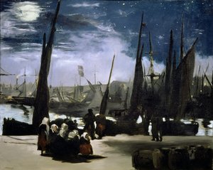 ブローニュ港の月明かり、1868 作： Édouard Manet