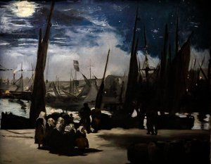ブローニュ港の月明かり 作： Édouard Manet