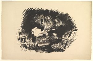 ワンス・アポン・ア・ミッドナイト・ドリー。 エドガー・アラン・ポーによる「大鴉」の挿絵、1875年。 作： Édouard Manet