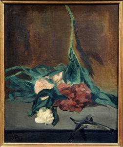牡丹の棒とセカトゥール」 エドゥアール・マネ（1832-1883）の絵画 1864年 薄暗い。0.57 x 0.46 m. パリオルセー美術館 作： Édouard Manet