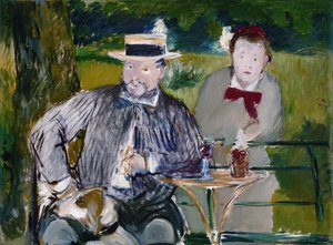 Ernest Hoschedeと彼の娘Marthaの肖像、1876年頃（キャンバスに油彩） 作： Édouard Manet
