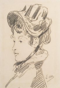 ジュール・ギレメット夫人の肖像、1880年頃（黒チョーク）