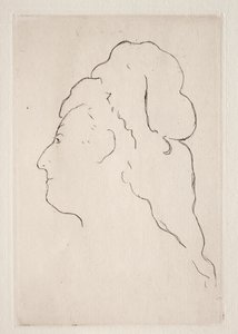 Eva Gonzalesのプロフィールは左を向いています。 1869年。 作： Édouard Manet