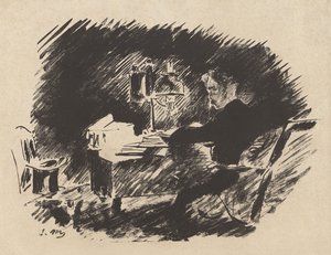 ランプの下で - ステファヌ・マラルメによるエドガー・アラン・ポー『大鴉』の翻訳より 作： エドゥアールマネ