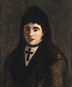 黒十字を身に着けているスペインの女性 作： Édouard Manet