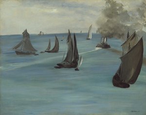 ブローニュを去る蒸気船、1864 作： Édouard Manet