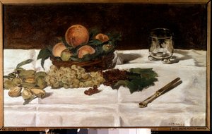 静物、テーブルの上の果物 エドゥアール・マネ（1832-1883）の絵画 1864年 日。0,45x0,73 m パリ、オルセー美術館 作： Édouard Manet