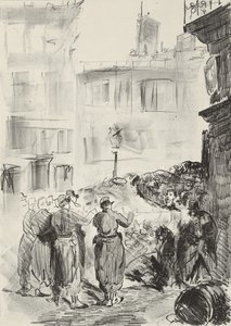 バリケード、1871年、1884年に印刷 作： Édouard Manet