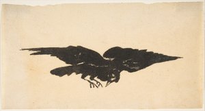 フライングレイヴン、エドガーアランポー作のレイヴンの元Libris、1875年。 作： Édouard Manet