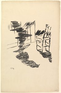 床に浮かぶ影。 エドガー・アラン・ポーによる「大鴉」の挿絵、1875年。 作： Édouard Manet