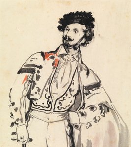スペインの踊り子、ドン・マリアーノ・カンプルビ、1862年頃（紙に鉛筆と水彩画）