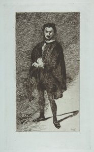 悲劇の俳優：ハムレットの役割におけるルヴィエール、1865-66。 作： Édouard Manet