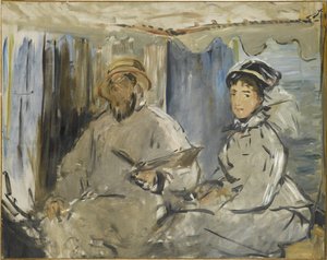 画家モネのアトリエ、1874 作： Édouard Manet