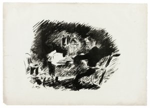 ランプの下で』（「昔々、真夜中のさびしい...」）、『烏』（ル・コルボー）より 作： Édouard Manet