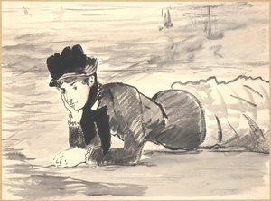 ビーチで横になっている女性。 アナベル・リー 作： Édouard Manet