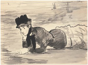 ビーチで横になっている女性。アナベルリー、カリフォルニア州1881 作： Édouard Manet
