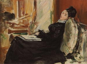 本を持つ若い女性。本を持つ若い女性、1875年頃 作： Édouard Manet