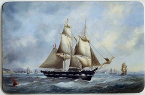 ル・アーブル港を出港するブレシリアンレンガ エドゥアール・アダム（1847-1929）作 アクアレル 19世紀 パリ、海洋博物館 作： Edouard Marie Adam