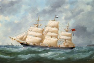船「ハドンホール」、19世紀半ばから20世紀初頭（油絵） 作： Edouard Marie Adam