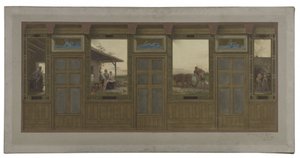 20区市庁舎のスケッチ：1884年、「家事、指導、労働、教育」（キャンバスに墨、油彩）