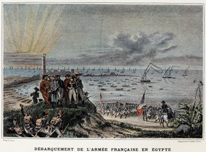 フランス軍のエジプト上陸-『Victoires et Conquêtes des Armees Francaises』（パリ、n.d.）に掲載。 作： Edouard Pingret