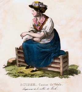 スイスの女性、c1825。 作： Edouard Pingret