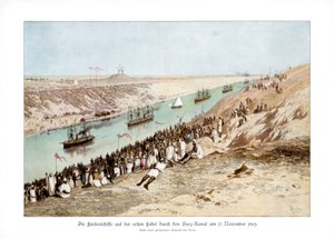 1869年11月17日、1900年のスエズ運河の就任式。 作： Edouard Riou