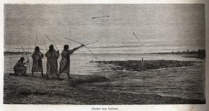 1848年から1860年にかけてP.マルコイが行った太平洋から大西洋への航海を説明するためにリウが描いたもの。エドゥアール・シャルトン編『Le tour du monde』に掲載された図版 作： Edouard Riou