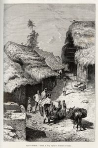 パクハラ（コートジボワール）の種類。1887年から1889年にかけて、キャプテン・ルイ・グスタフ・ビンガー（1856-1936）が、エドゥアール・シャの指導の下、『Le tour du monde, nouveau journal des voyages』に掲載した「ニジェールからギニー湾まで」の物語を説明するために、リウが描いた版画。 作： Edouard Riou