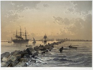 G.ニコルによるスエズ運河の開通式」での運河の眺め。1869 作： Edouard Riou