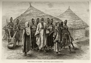 ニジェール・ループの戦争責任者であるサモリ・トゥーレ（1835年頃〜1898年）の女性たちと、彼らの監督者であるソニンケは、手に持っている紙からもわかるようにアラビア語の読み書きができる。ニジェールから湾岸へ」の物語を説明するためのリウの版画