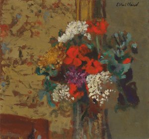 ゼラニウムとゲルダーローズ;ゼラニウムと雪玉、1910年頃 作： Edouard Vuillard
