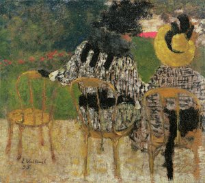チュイルリー庭園で、1895年（段ボールに油彩） 作： Edouard Vuillard