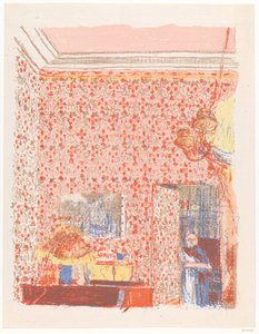 ピンクのドレープのあるインテリア I 作： Edouard Vuillard