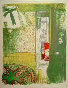 吊り下げランプ付きインテリア 作： Edouard Vuillard