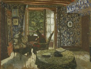 インテリア、1900年～1901年頃（厚紙に油彩 作： Edouard Vuillard