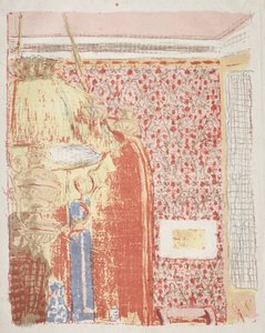 ピンクの壁紙を使ったインテリアⅡ 作： Edouard Vuillard