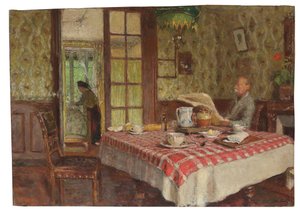 ダイニングルームで読書、ヴォクレッソン、1924