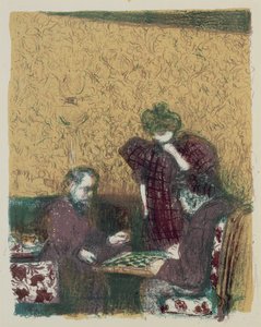 1899年発行の「風景とインテリア」より「婦人会」（カラーリトグラフ 作： Edouard Vuillard