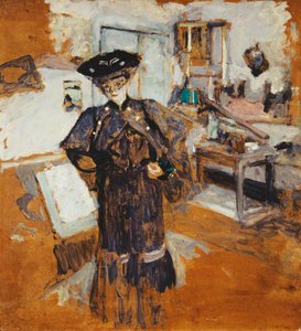 腰に手を添えたベールの女性。ベールの女性、腰に手、1902-03年頃 作： Edouard Vuillard