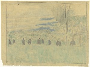 歩行者のいる風景：葬列(?) 作： Edouard Vuillard