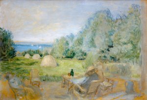 クリクブフのジャルダンデエティンセルでの干し草 作： Edouard Vuillard