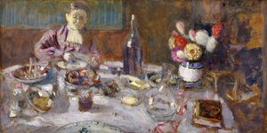 昼食会、1901年（段ボールに油彩） 作： Edouard Vuillard