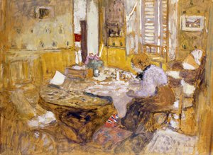 ダイニングルームでのマダムヴィラードレディング、rue Truffant。部屋でウィダード夫人の読書？食べる、rue Truffant、1903 作： Edouard Vuillard