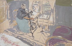 ミシンに向かうマダム・ヴュイヤール 作： Edouard Vuillard