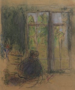 窓にマウイヴィラード、1915年 作： Edouard Vuillard