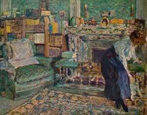 犬と一緒に彼女のアパートでマルグリットシャピン、1910 作： Edouard Vuillard