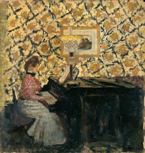 ピアノでのミシア、1895-96（段ボールに油彩） 作： Edouard Vuillard