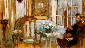 彼のリビングルームでのムッシュー・アーサー・フォンテーヌ、1904 作： Edouard Vuillard