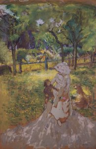庭の母と子 作： Edouard Vuillard